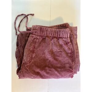 American Eagle XS Ribbed Wide Leg Pants Pink Soft Stretch Drawstring